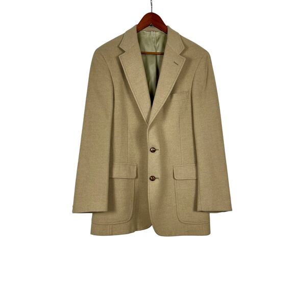 Vintage Ralph Lauren University 80’s USA Made Tan Beige Camel Hair Blazer 42R - Picture 1 of 11